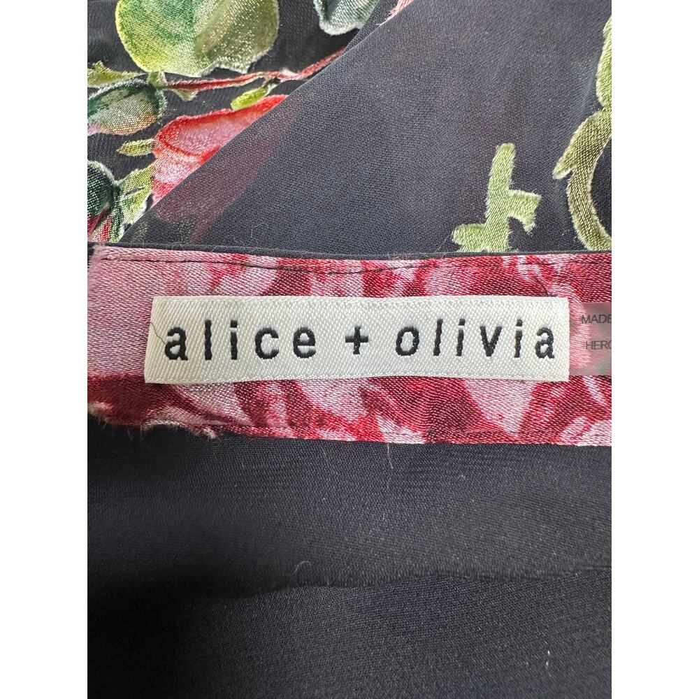 Alice + Olivia Sheer Floral Velvet Burnout Blouse Size XS - Picture 8 of 12